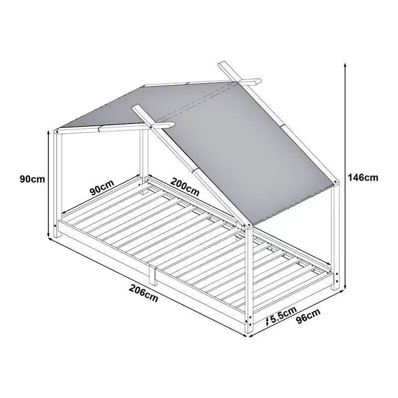 Lit Cabane MOANA 90x200 - Toit en Toile