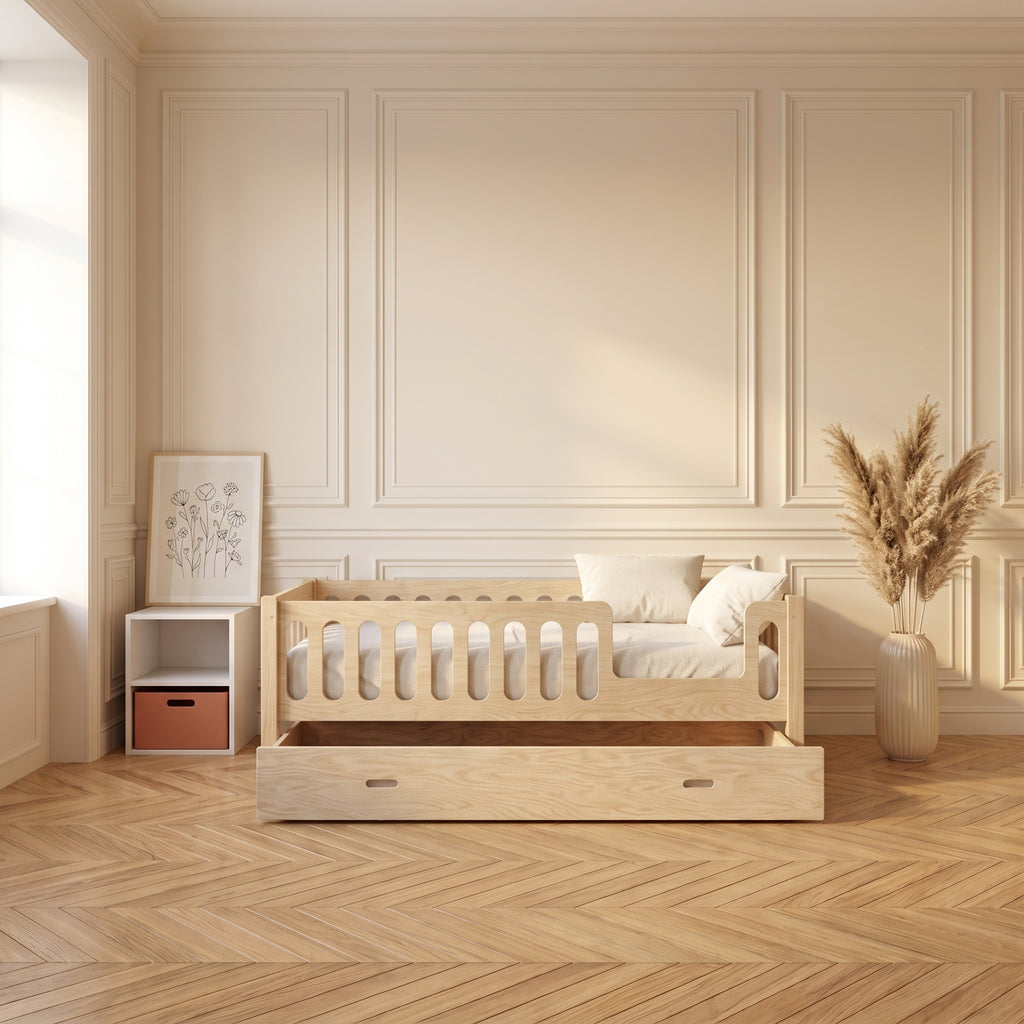 Lit enfant TAO avec tiroir de rangement pleine longueur en pin massif
