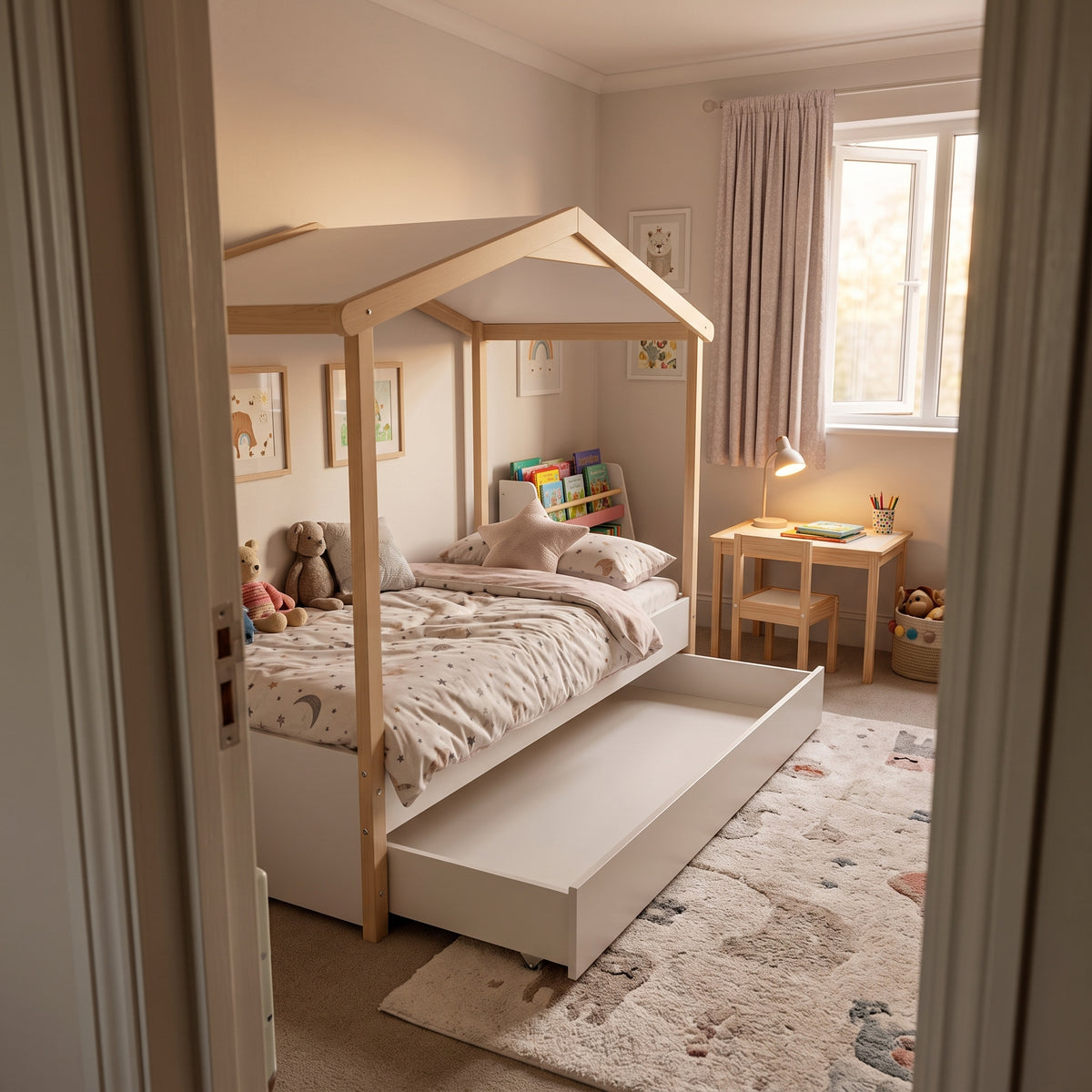 Lit Cabane NOE 90x190 + Tiroirs + Sommier Inclus