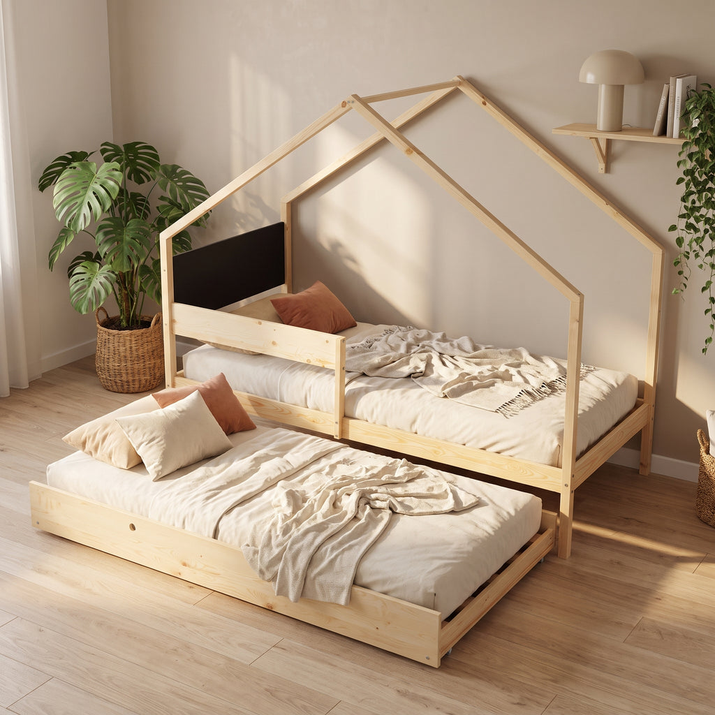 Lit Cabane AXEL 90x200 - avec Lit d'Appoint