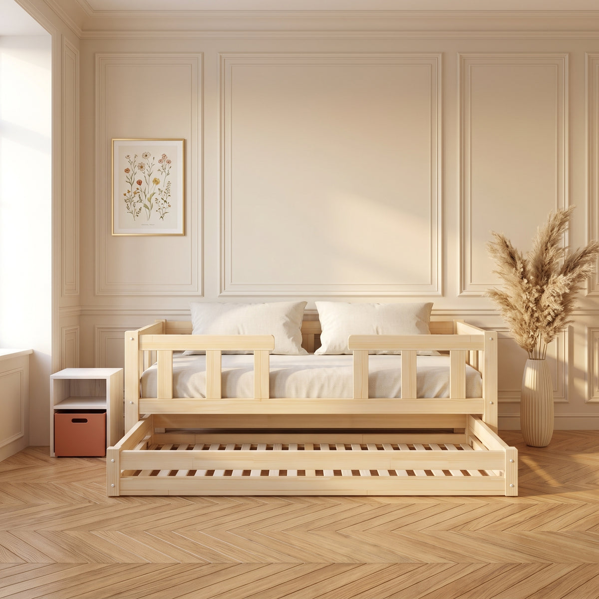 Lit enfant Montessori MALO avec lit gigogne – Bois massif