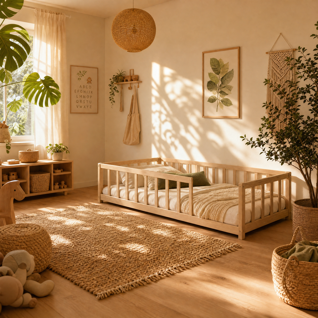 Lit NINO 90x190 - Blanc + Barrière de Sécurité + Sommier Inclus