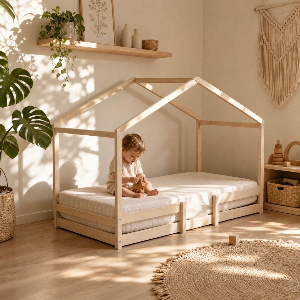Lit Cabane INDIANA 90x190 + Sommier Inclus