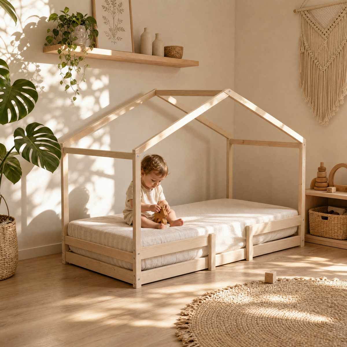 Lit Cabane INDIANA 90x190 + Sommier Inclus