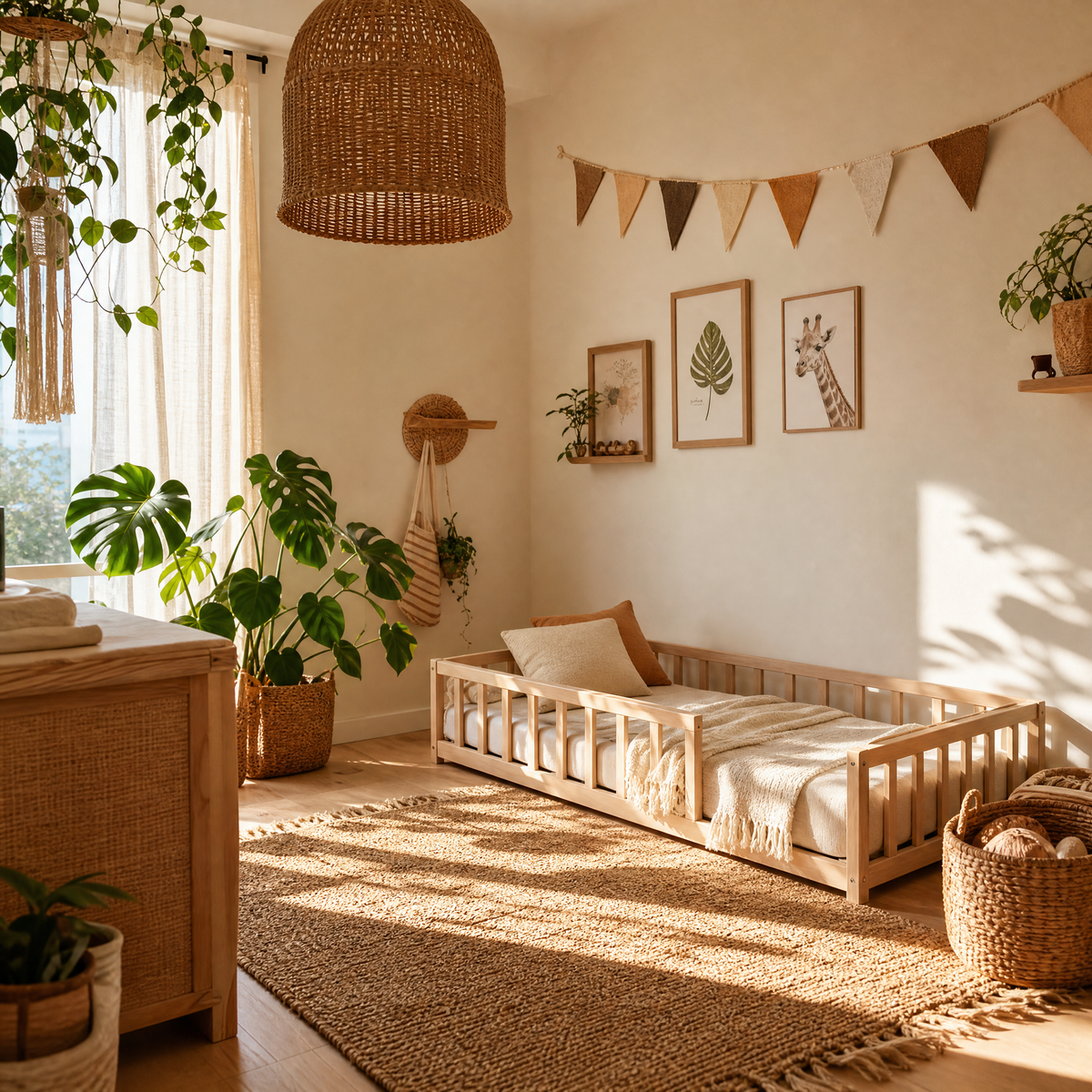 Lit NINO 90x190 - Blanc + Barrière de Sécurité + Sommier Inclus