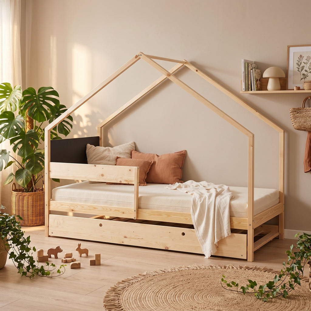 Lit Cabane AXEL 90x200 - avec Lit d'Appoint