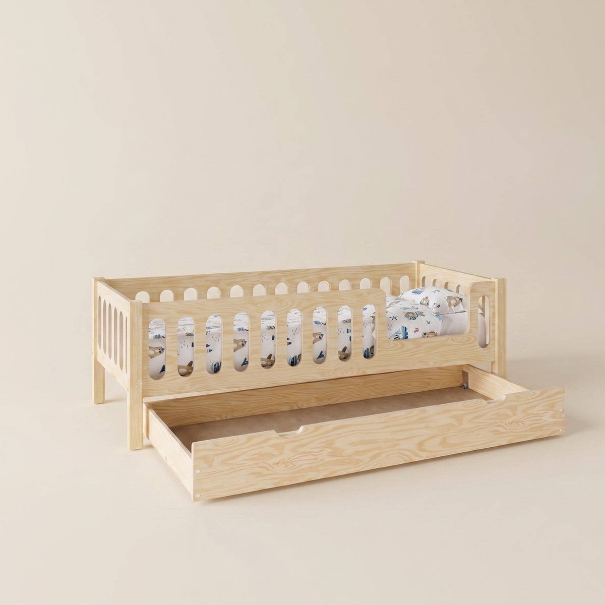 Lit enfant Montessori TAO avec tiroir de rangement – Bois massif