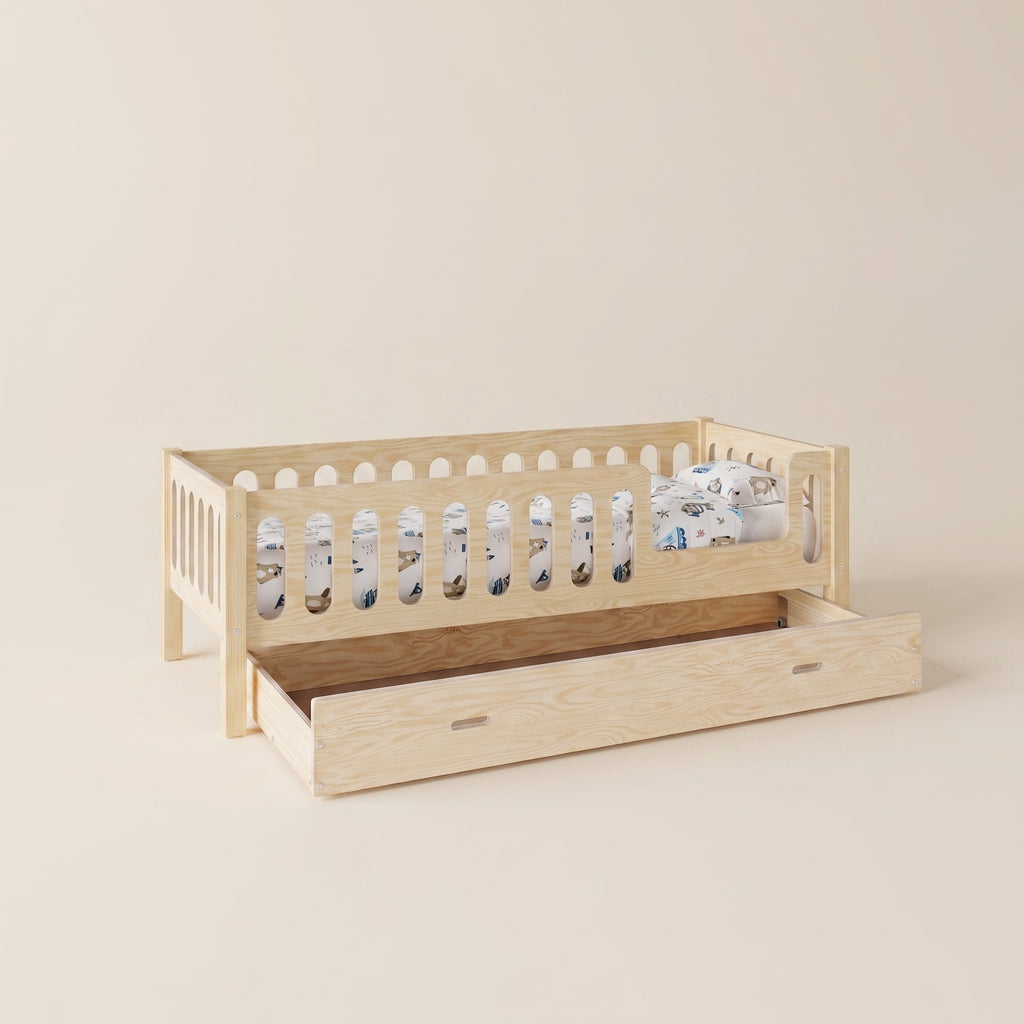 Lit enfant Montessori TAO avec tiroir de rangement – Bois massif