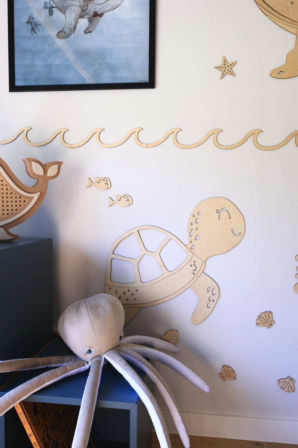 Décoration murale enfant tortue GALET – Bois naturel, 36 x 45 cm