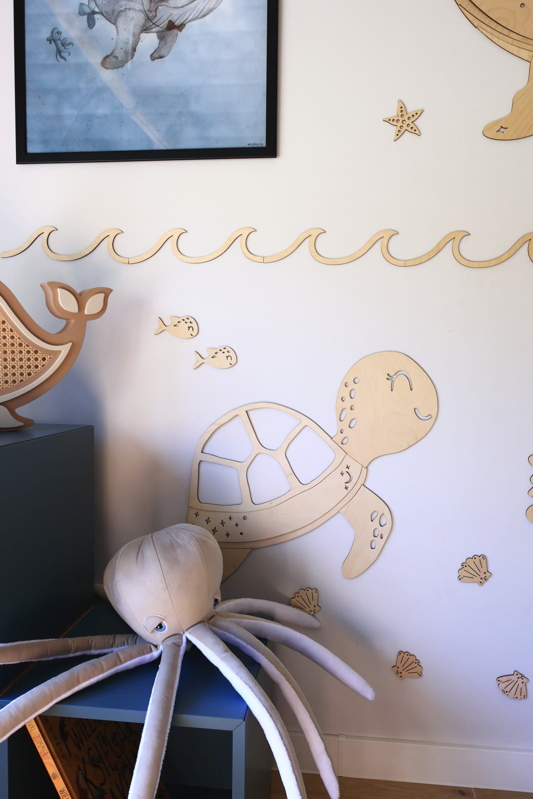 Décoration murale enfant tortue GALET – Bois naturel, 36 x 45 cm