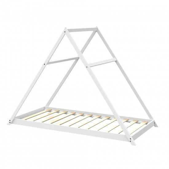 Lit Cabane APACHE 90x190 - Bois Brut Naturel + Sommier Inclus