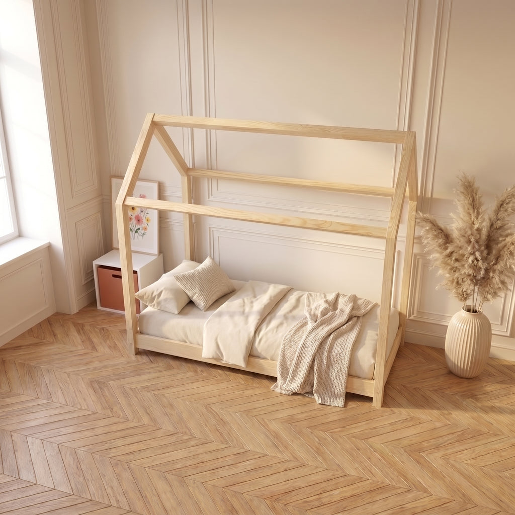 Lit cabane enfant ANOUK 90x190 cm en pin massif certifié FSC
