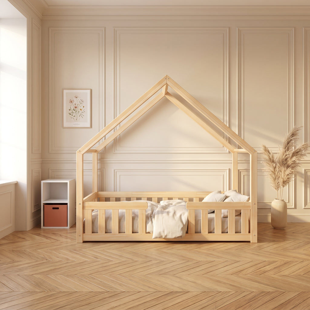 Lit cabane enfant TALO 90x190 cm en pin massif certifié FSC