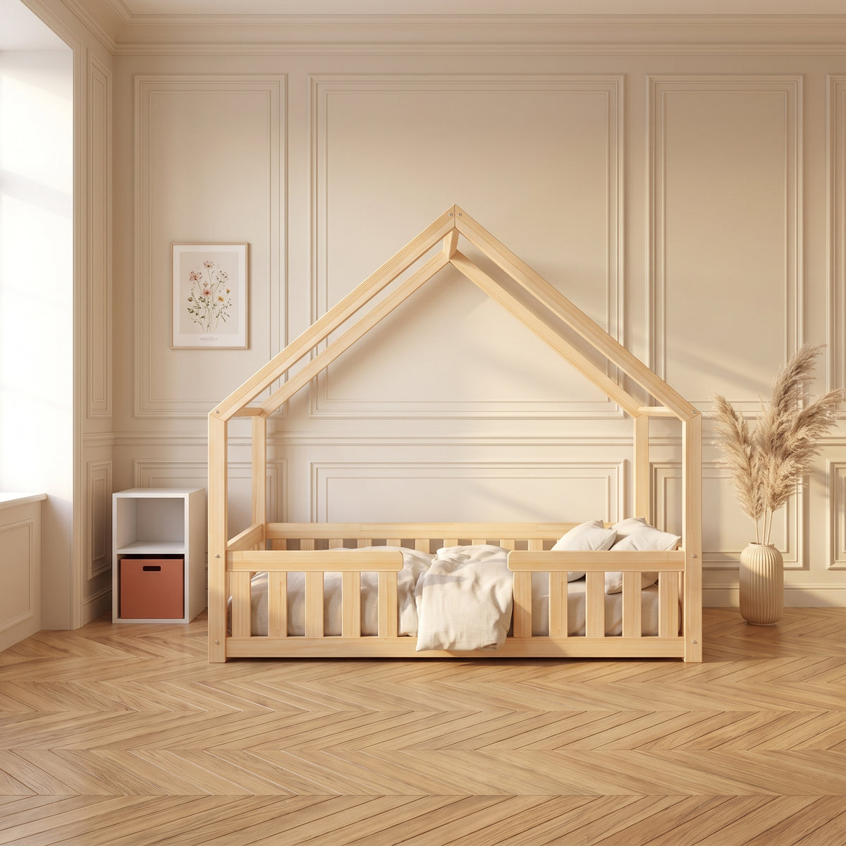 Lit cabane enfant TALO 90x190 cm en pin massif certifié FSC