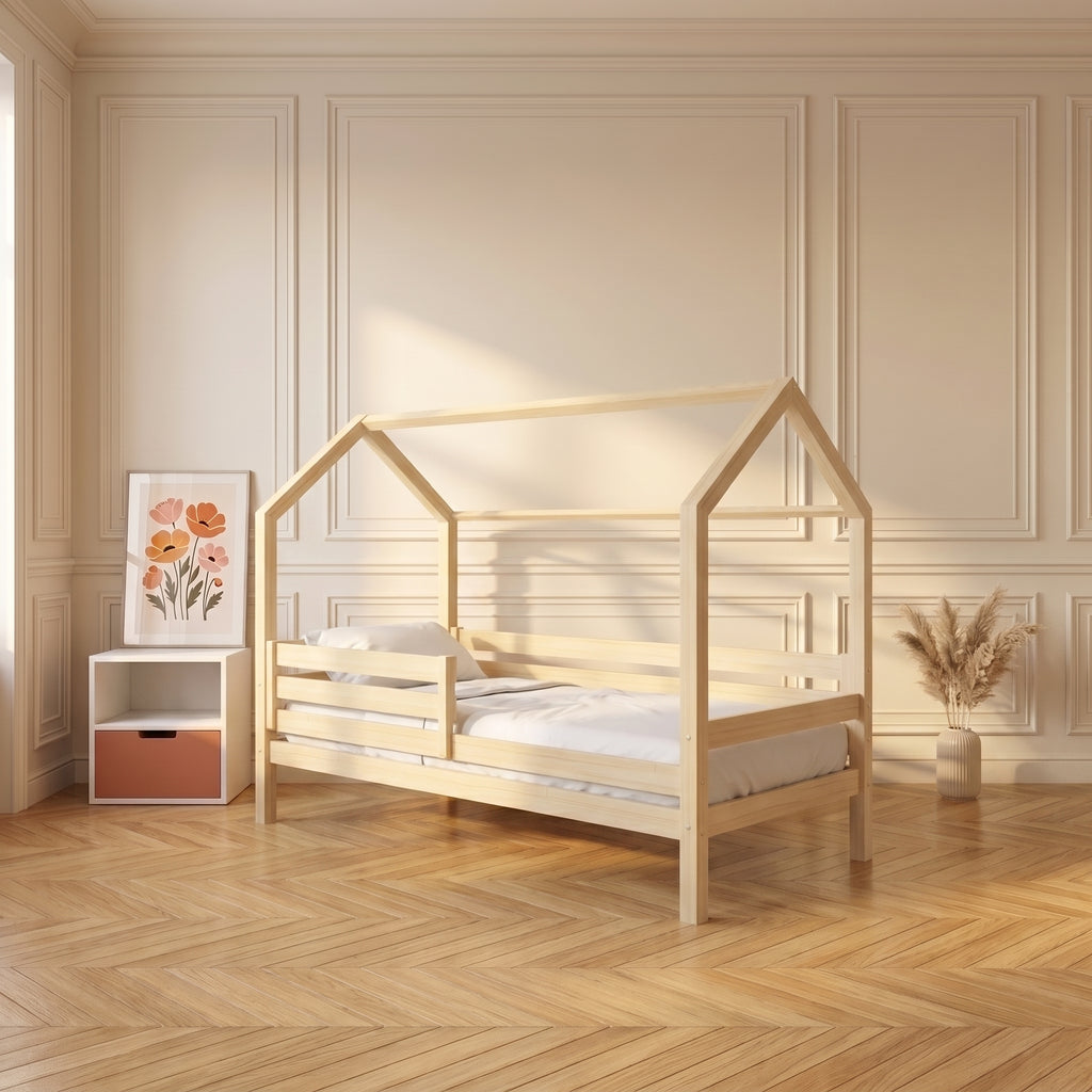 Lit cabane enfant TIAGO 90x190 cm en pin massif certifié FSC
