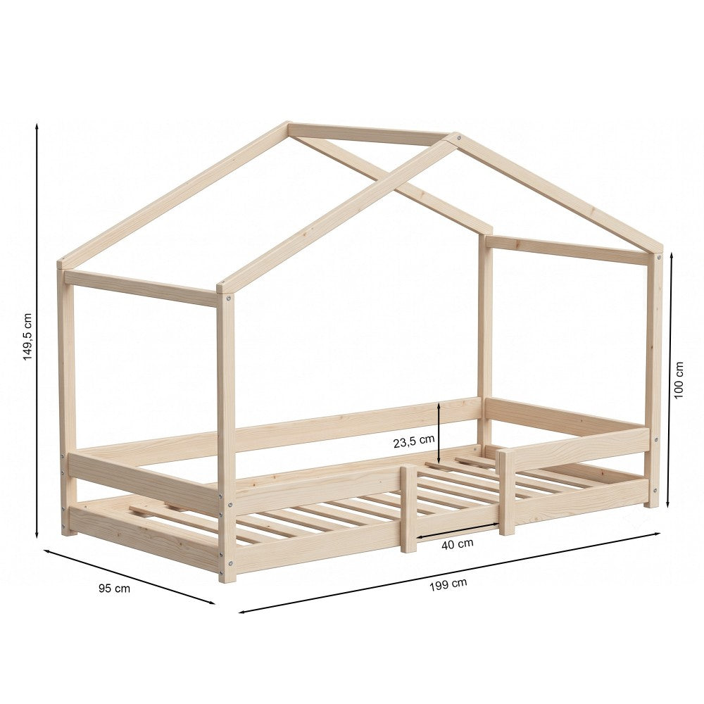 Lit Cabane INDIANA 90x190 + Sommier Inclus