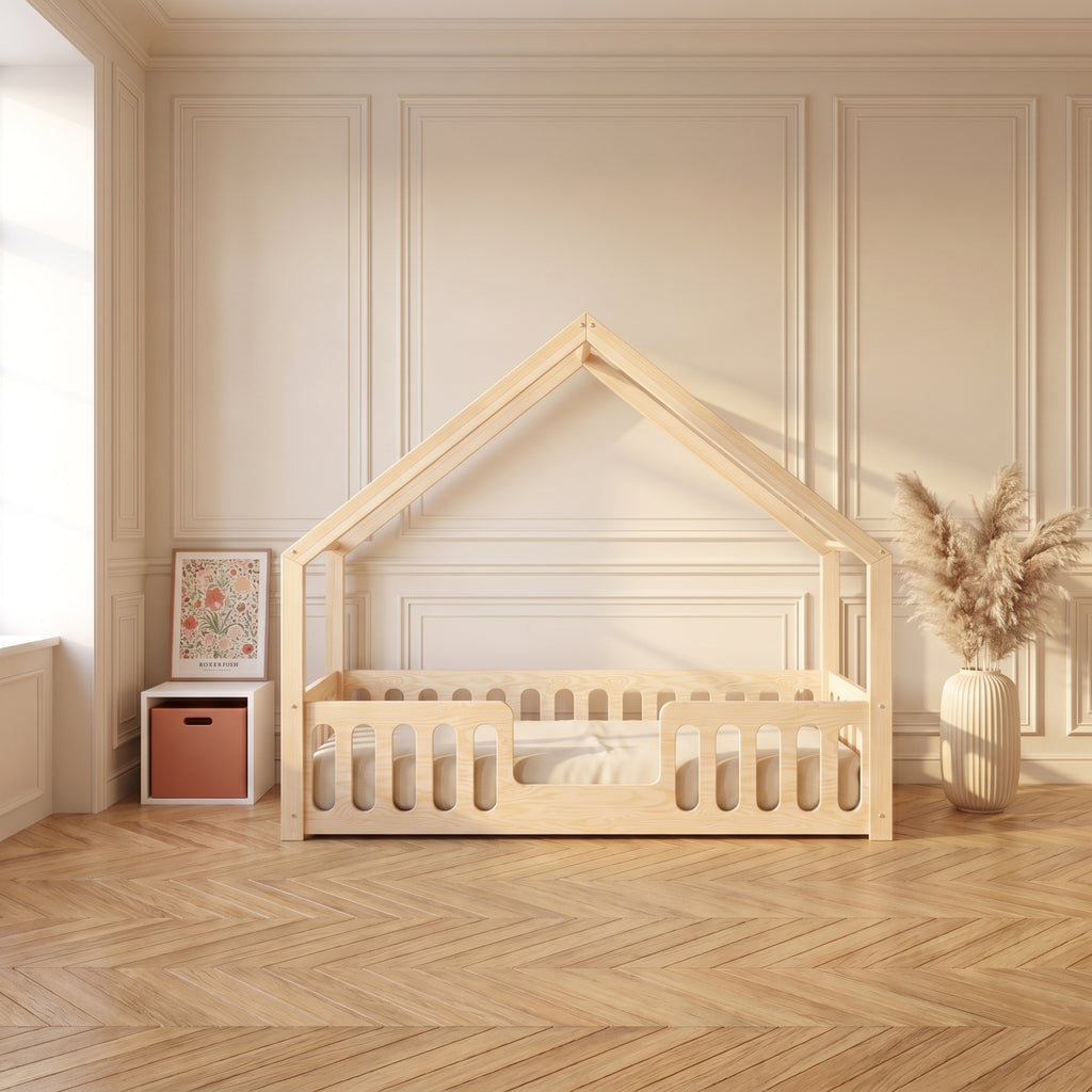 Lit cabane enfant LÉOPOLD 90x190 cm en pin massif certifié FSC