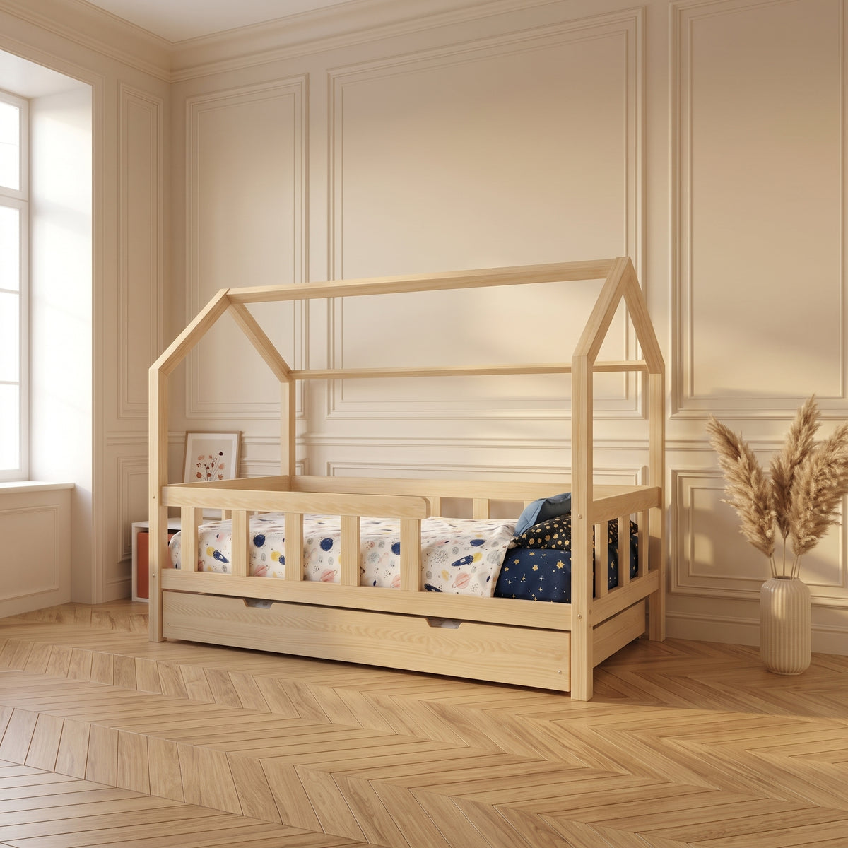 Barrière à barreaux du lit cabane LOUKA avec rangement
