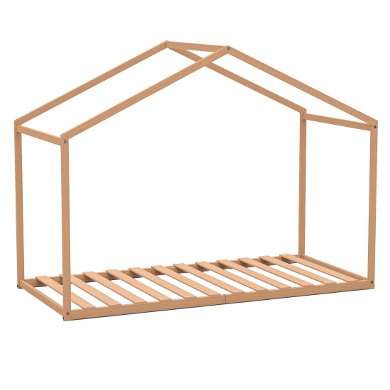 Lit Cabane WENDY 90x190 - Bois Clair Naturel + Sommier Inclus