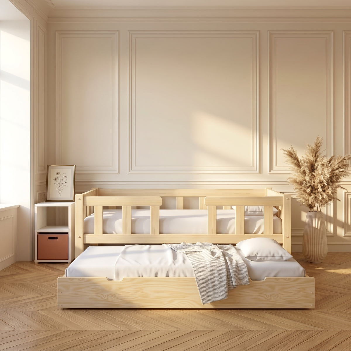 Lit gigogne enfant MALO 90x190 cm, deux couchages en bois massif
