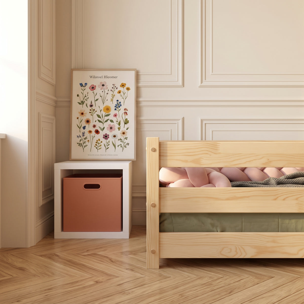Barrière frontale du lit NOHA, couchage bas et accès ouvert