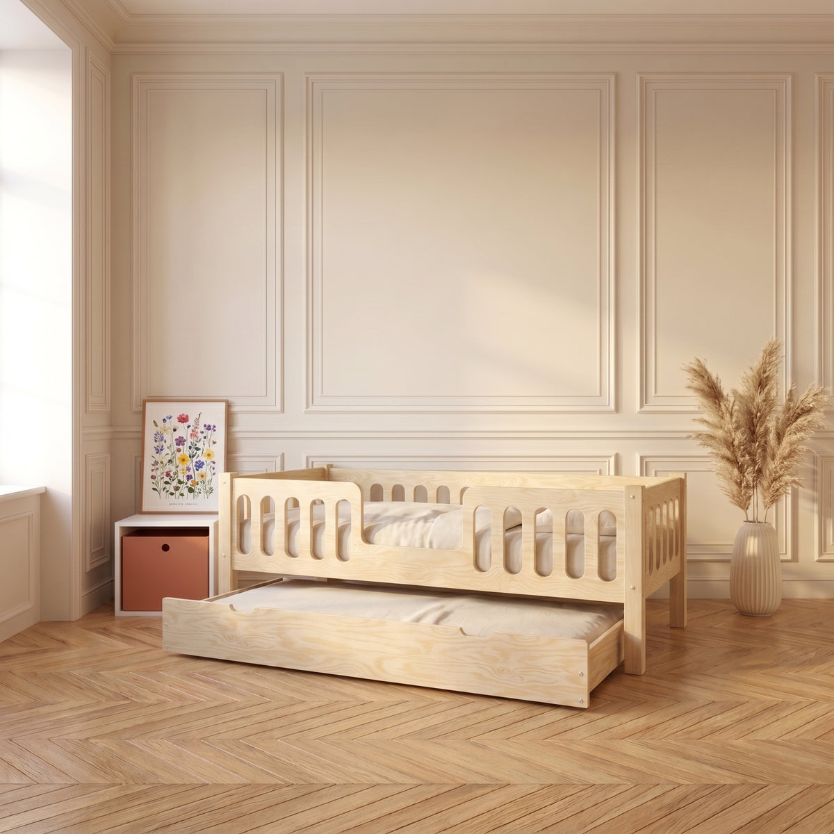 Troisième couchage du lit PABLO sorti de sous le niveau inférieur