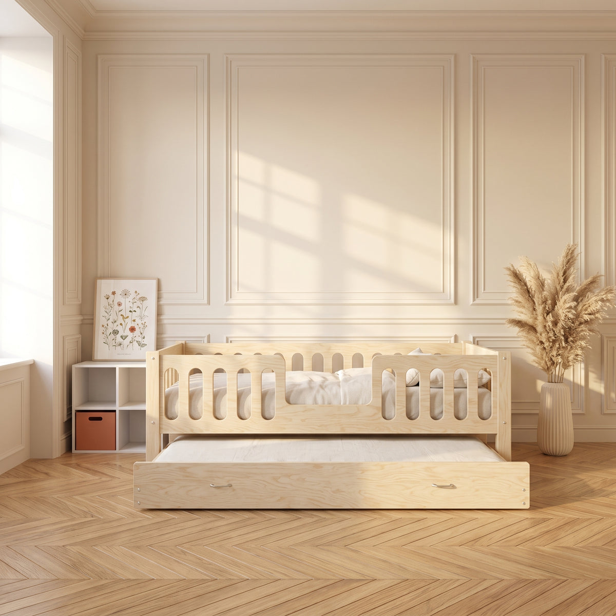 Lit superposé PABLO gigogne 90x190 cm en bois massif certifié FSC